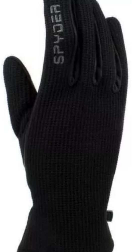 New Spyder Active Sport Skiing Black Leather Palm Stretchable Gloves-Size M